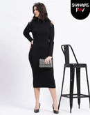 Madame Rhinestone Embellished Cold Shoulder Black Midi Dress