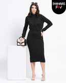 Madame Black Round Neck Dress and Shrug Ensemble