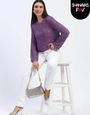 Madame Purple Open-Knit Top