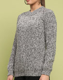 Madame Self Design Regular Fit Grey Sweater