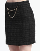 Madame Chain Accented Black Chequered Top and Skirt Set Co-ord Set