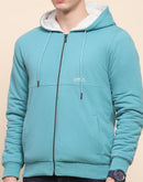 Camla Barcelona Cotton Zipper and Hooded Turquoise Sweatshirt