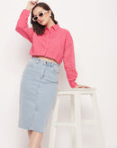 Madame Pink Schiffli Crop Shirt