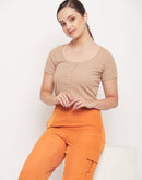 Madame Scoop Neckline Cotton Crop Top