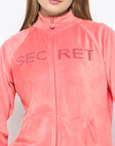 mSECRET Velour Swarovski Detailed  Zipped Blush Top and Bottom Night Suit