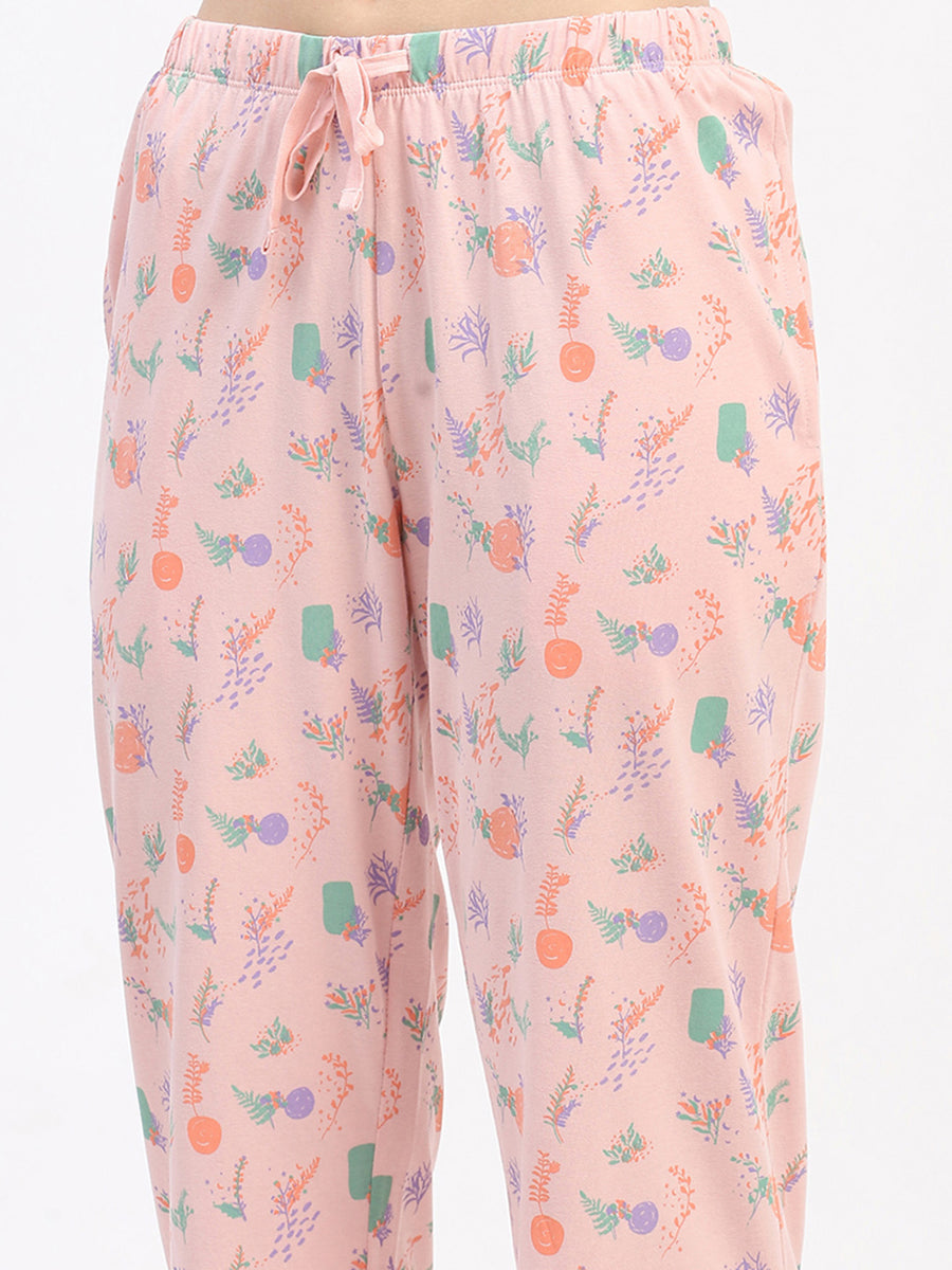 mSECRET Peach "Dream at the Sky" Graphic Pajama Set with Printed Pants