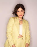 Madame Shanaya Kapoor Single-Breasted Lime Yellow Blazer