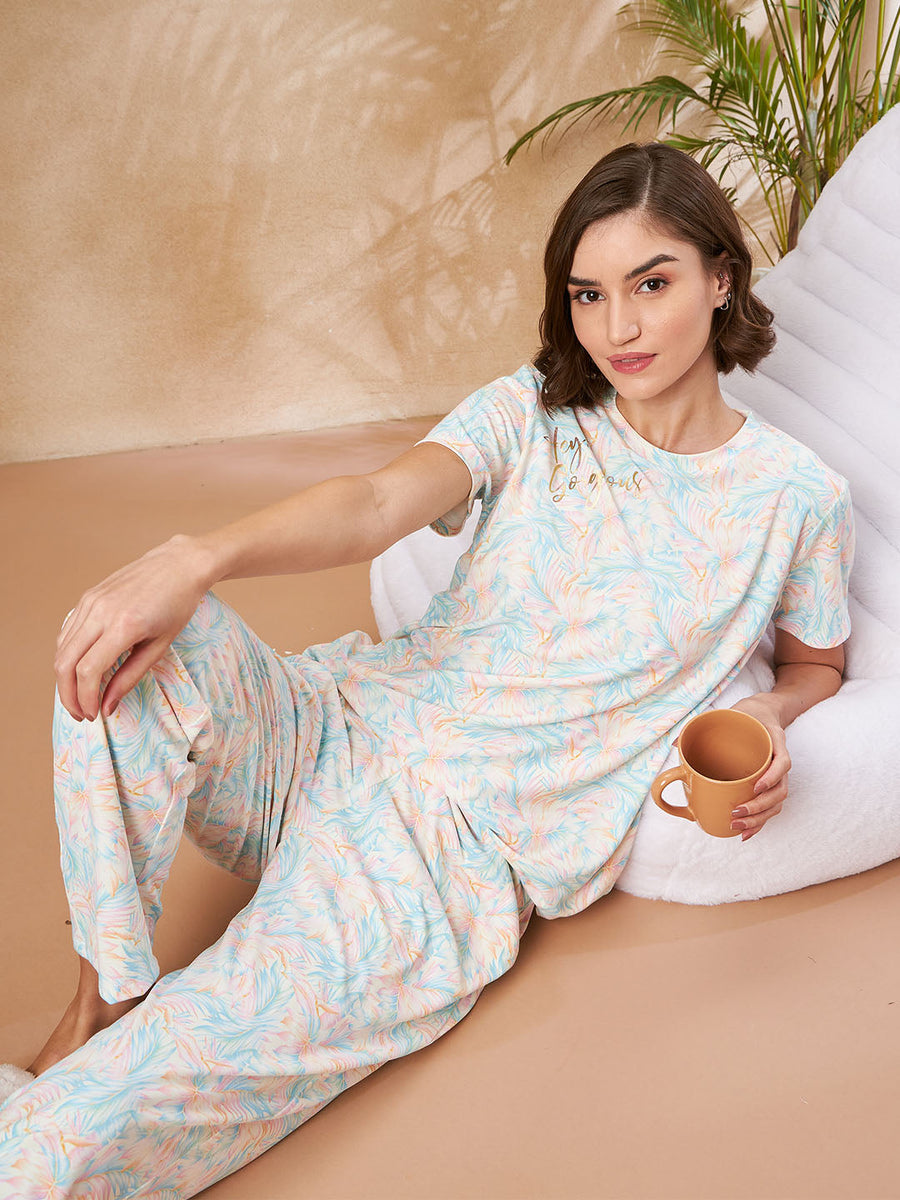 mSECRET Printed Mint Nightsuit Set