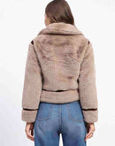 Madame Shanaya Kapoor Classic Brown Detailing Shearling Jacket