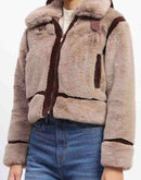 Madame Shanaya Kapoor Classic Brown Detailing Shearling Jacket