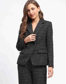 Madame Shanaya Kapoor Lapel Notch Double-Breasted Tweed Blazer