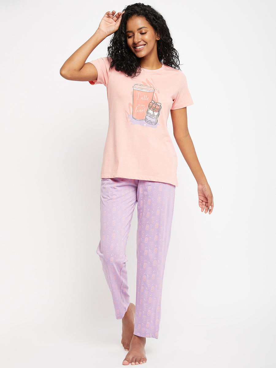 Msecret Peach Printed Cotton Nightsuit, Buy COLOR Peach Night Suit Online  for