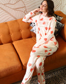 mSECRET Printed Top and Bottoms Orange Nightsuit