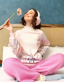 mSECRET Printed Sweatshirt and Bottoms Pink Night suit