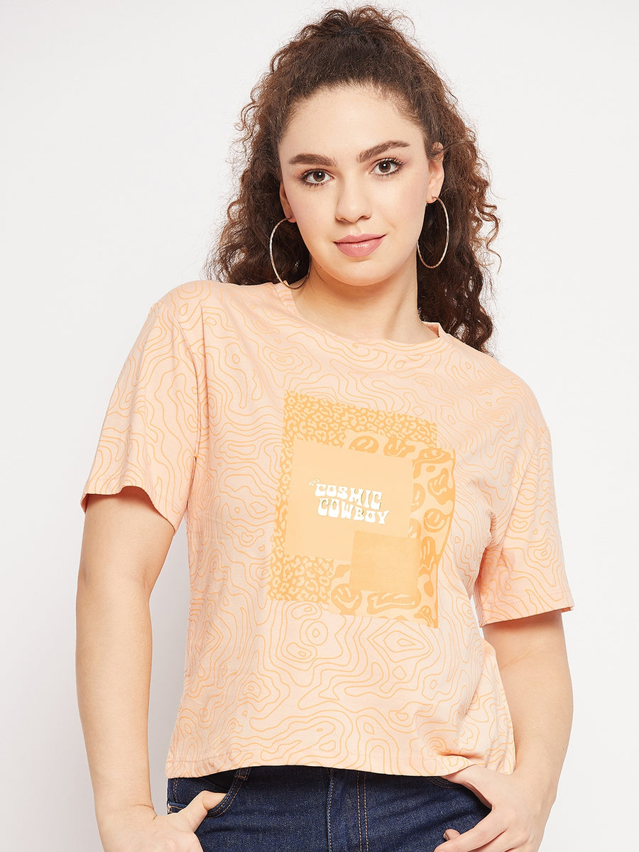 Madame Peach Graphic Print Top