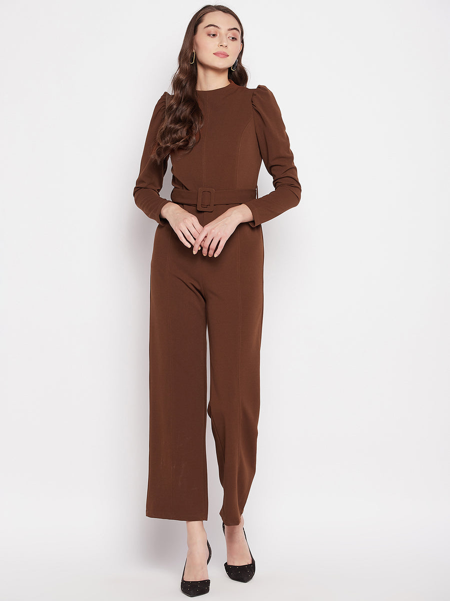 MADAME Puff Sleeve Belted Long Dress