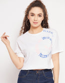 Madame White Color Graphic Print Top