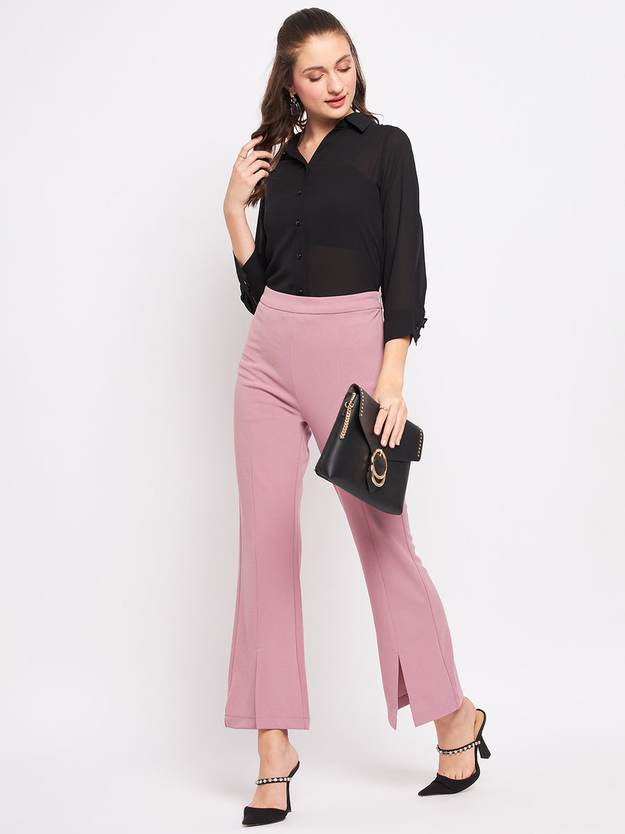 Xpose Trousers and Pants  Buy Xpose Women Black Smart Boot Cut Solid  Formal Trousers Online  Nykaa Fashion
