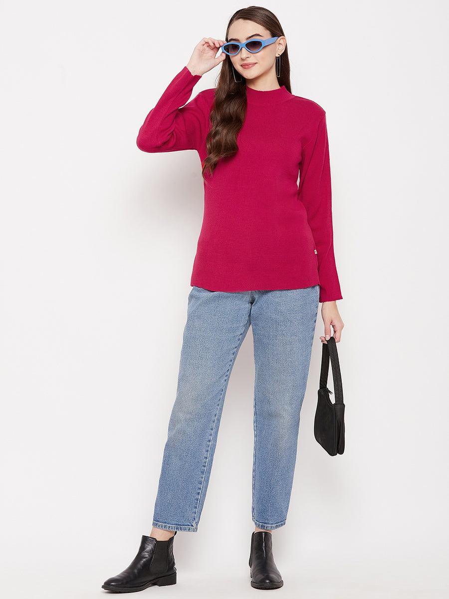 MADAME High Neck Pink Sweater