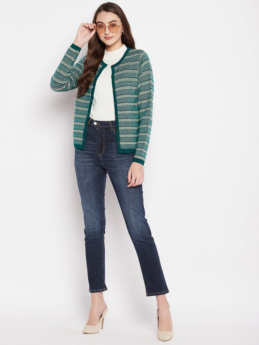 MADAME Striped Cardigan for Women