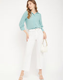 Madame Sea Green Spread Collar Shirt