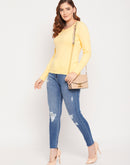 Madame Solid Round Neck Sweater Top