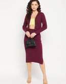 Camla Barcelona Shimmery Cardigan With Skirt Wine Co-Ord Set