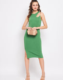 Madame Green One Shoulder Chain Bodycon Dress