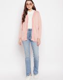 MADAME Peach Cashmere Solid Cardigan