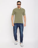 Camla Barcelona Green Cotton Polo Collar T-Shirt