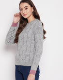 Madame Grey Cable Knit Sweater