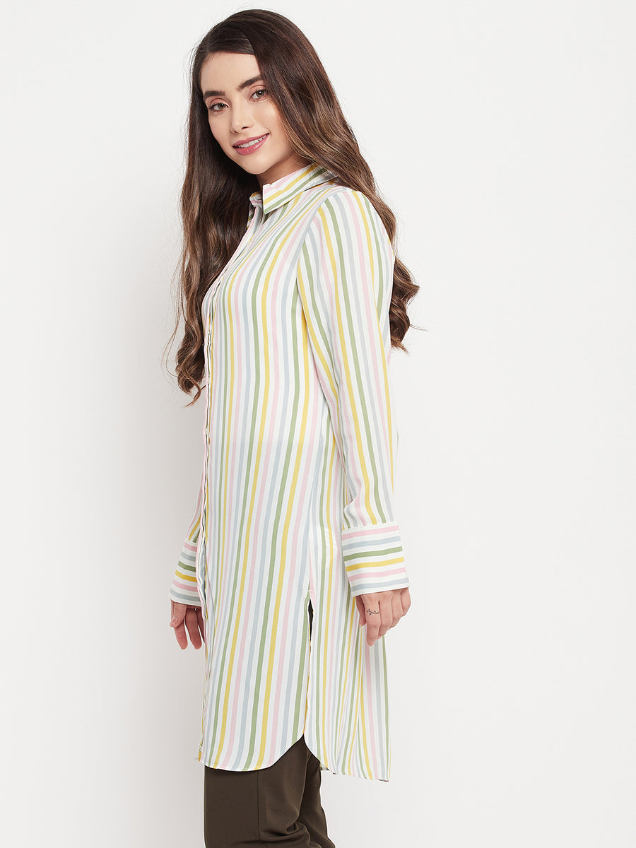 MADAME Striped Off-white Crepe Shirt