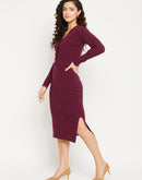 Camla Barcelona Shimmery Cardigan With Skirt Wine Co-Ord Set