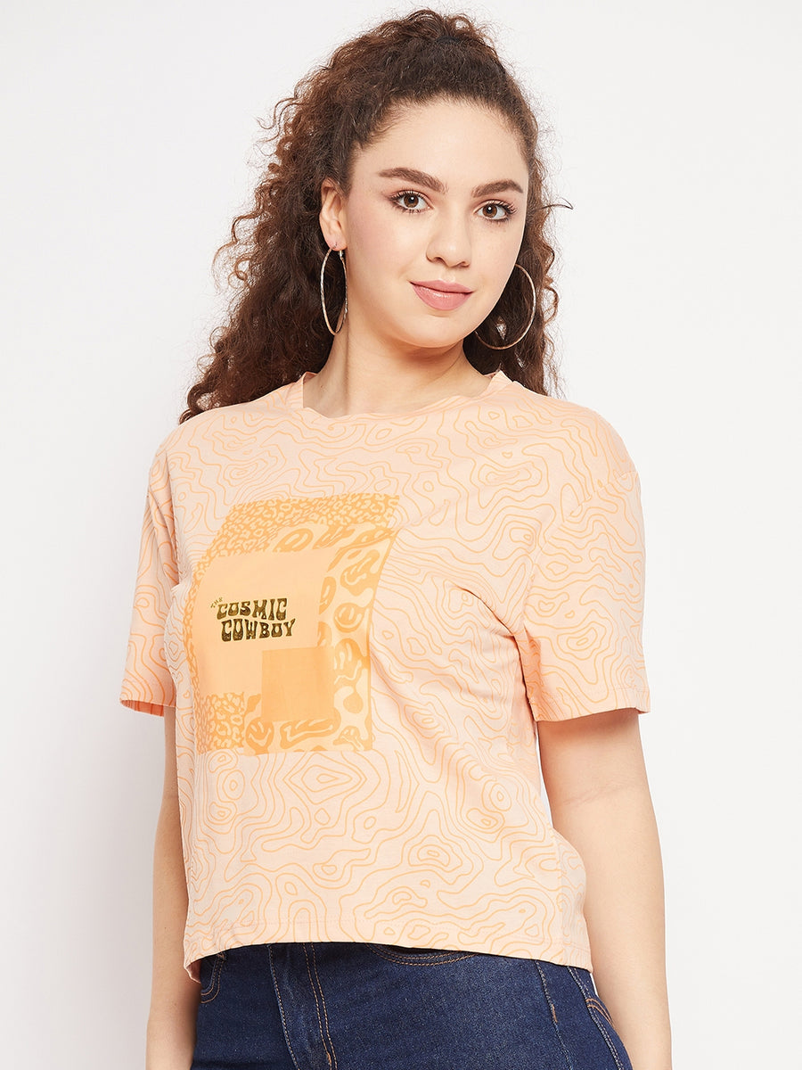 Madame Peach Graphic Print Top