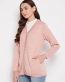 MADAME Peach Cashmere Solid Cardigan