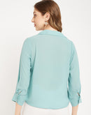 Madame Sea Green Spread Collar Shirt