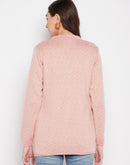 MADAME Peach Cashmere Solid Cardigan