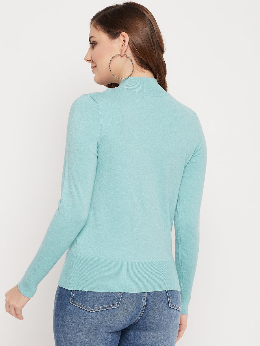 MADAME Solid Neck Tie Sweater Top