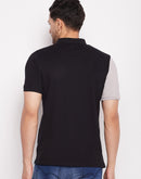 Camla Black Polo Collar Colourblocked Tshirt