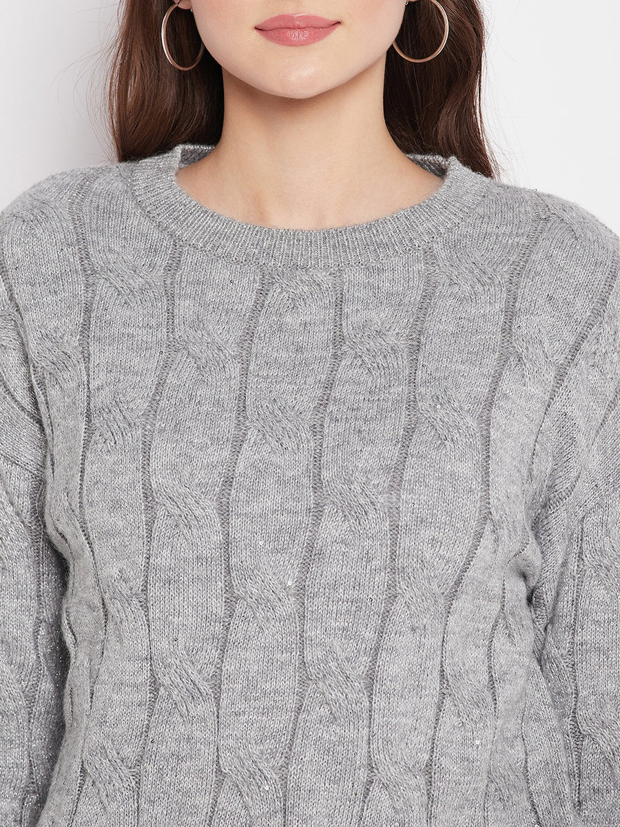 MADAME Grey Cable Knit Sweater