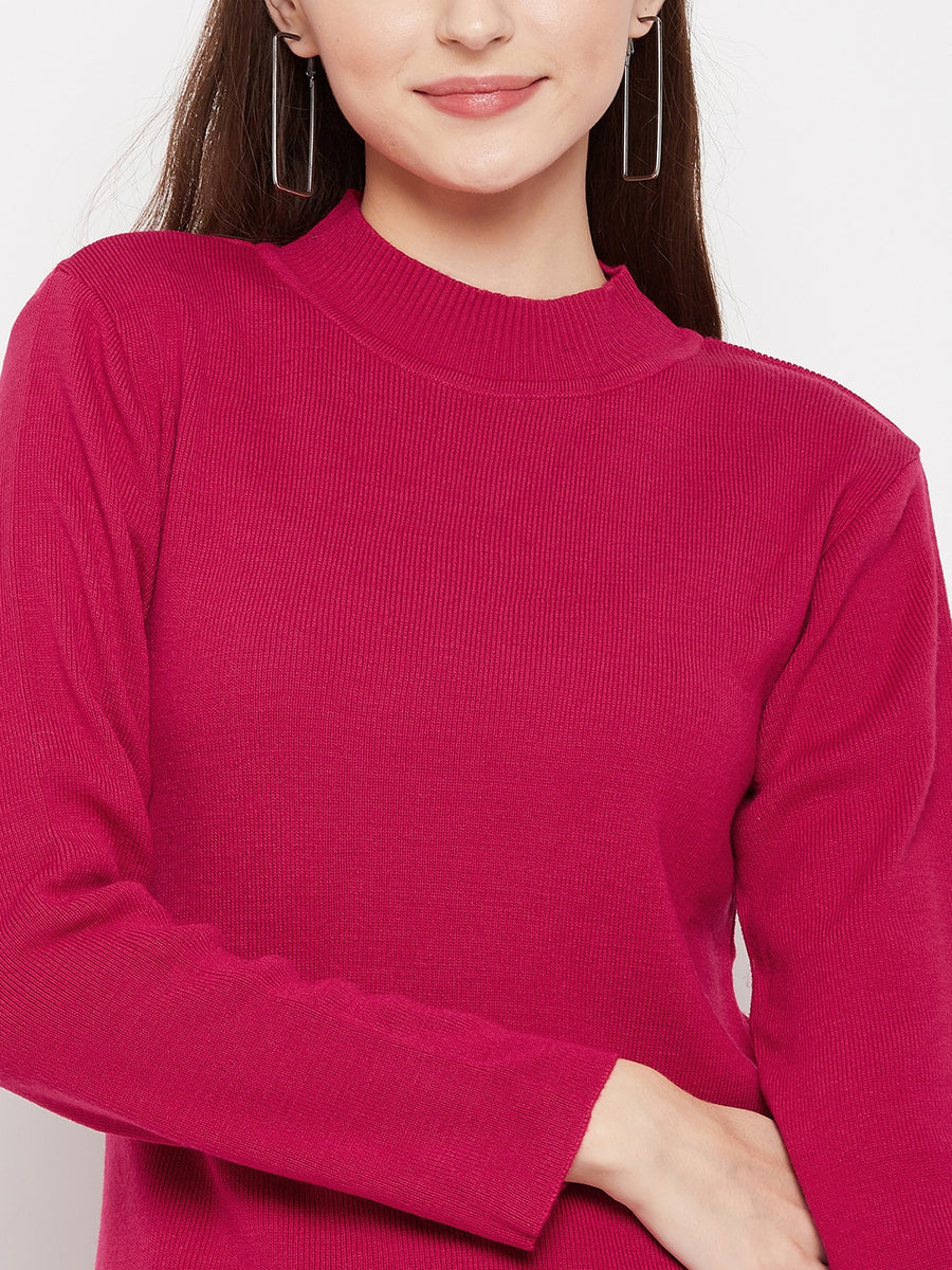 MADAME High Neck Pink Sweater