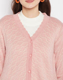 MADAME Peach Cashmere Solid Cardigan